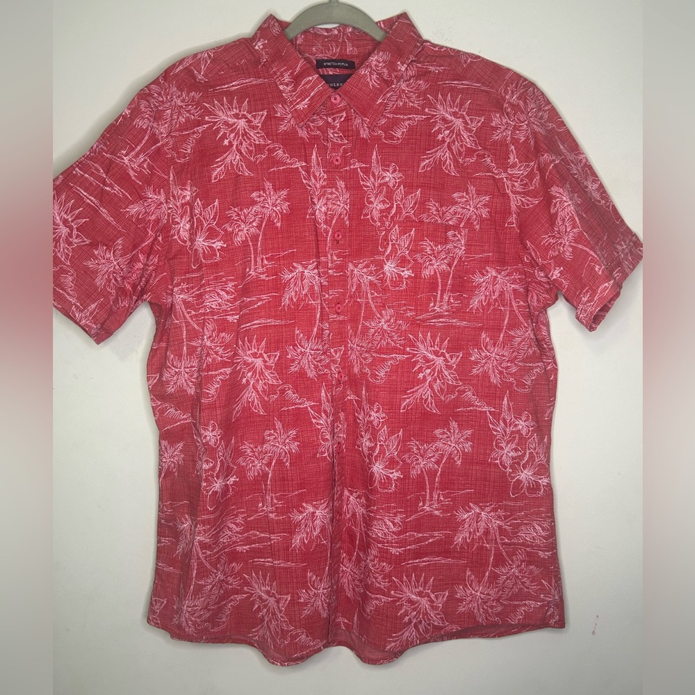 Saddlebred Red and White Floral Hawaiian Button Down Shirt. Men’s XXL.